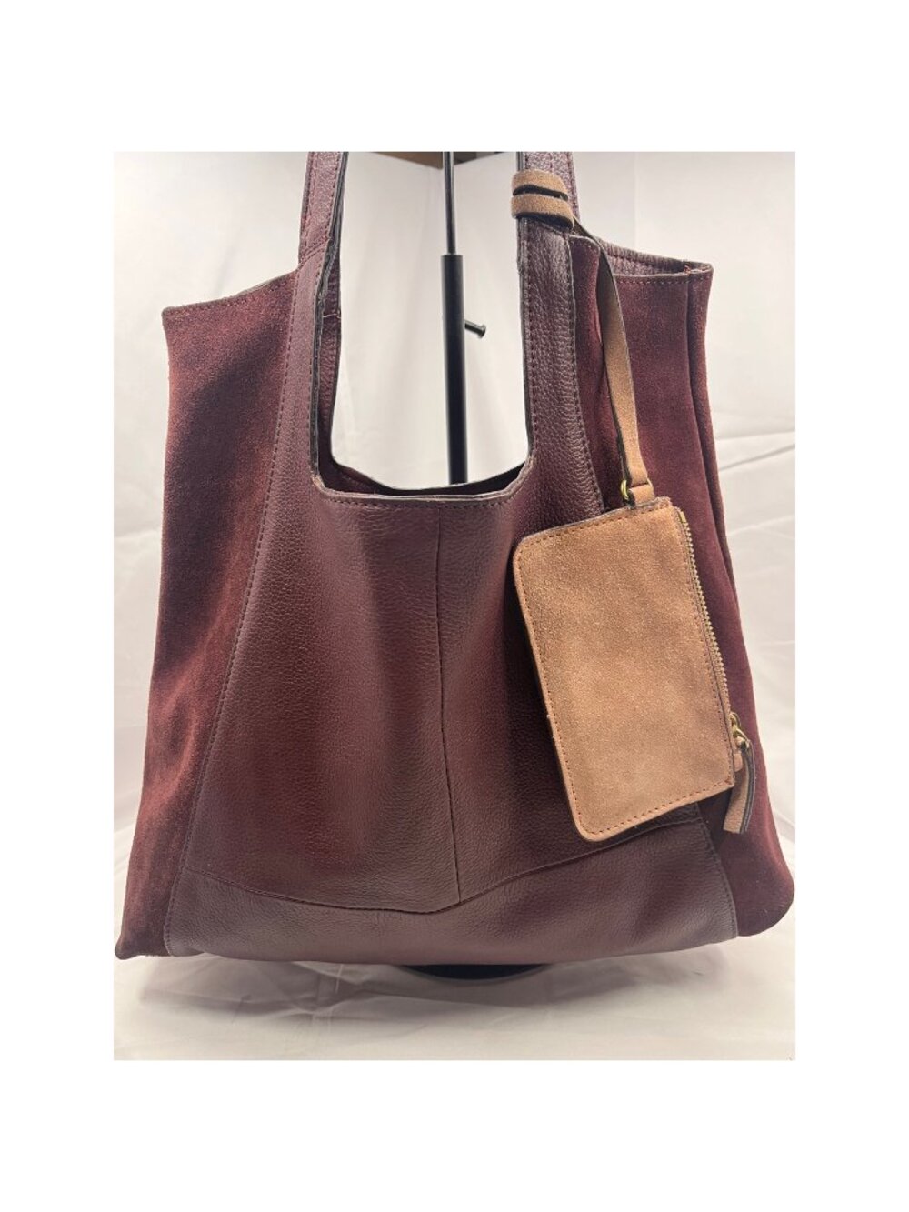 Crown Vintage Burgundy Genuine Leather Suede Tote